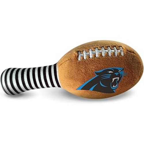 Carolina Panthers Plush Football Rattle by Smilo - Officially Licensed NFL Baby Rattle Toy - Soft Baby Rattle with Bell - for Babies and Toddlers from 3 Months