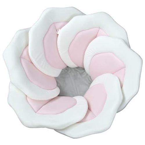 Baby Bath Pad for Infants & Newborns — Soft Petal Shape Bathtub & Sink Support Mat, Plush Washable Baby Bath Cushion, Safe & Comfortable Shower Essential Gift (31", Pink)