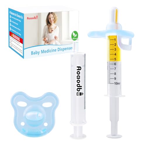 Baby Medicine Dispenser, Baby Medicine Syringe, 0 months and up Baby Pacifiers, 100% Silicone Pacifiers, BPA-Free (Blue)