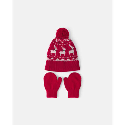 Baby 2-Piece Fair Isle Christmas Beanie & Glove Set - Red | Carter's