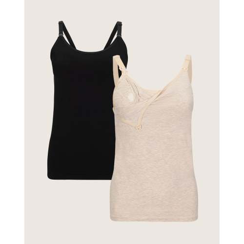 Sublime® Bamboo Pumping Camisole Two-Pack | Black & Oatmeal Heather - Kindred Bravely