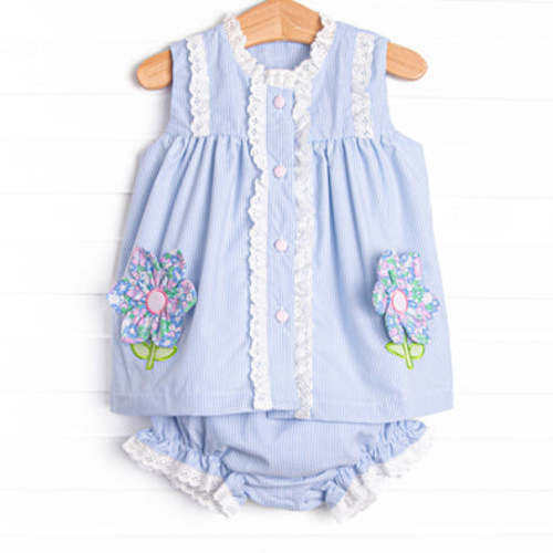 Bleu: Louise Applique Diaper Set, Blue – Stitchy Fish