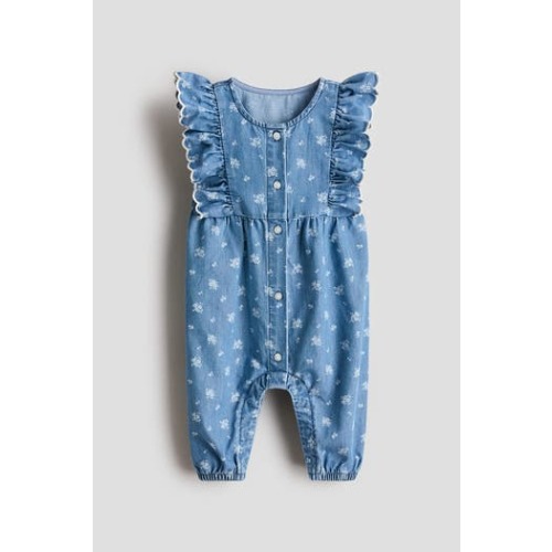 Printed Denim Romper Suit, 9M