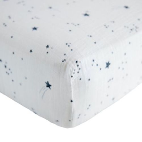 Little Unicorn® Shooting Stars Fitted Crib Sheet in White/Blue - WHITE/BLUE - CRIB SHEET