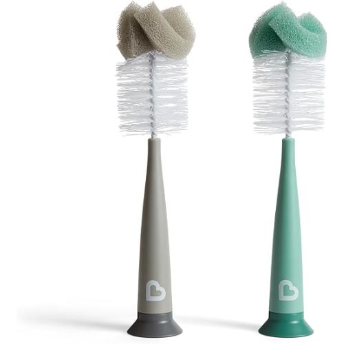 Munchkin Sponge Bottle Brush, Grey/Sage, 2 Count (Pack of 1)