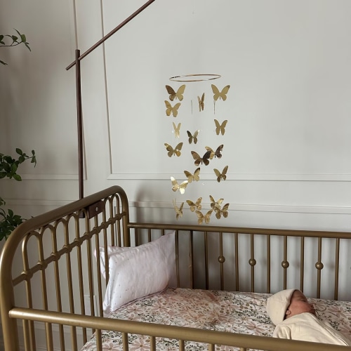 Gold Butterflies & Crystals 6 inch Mobile