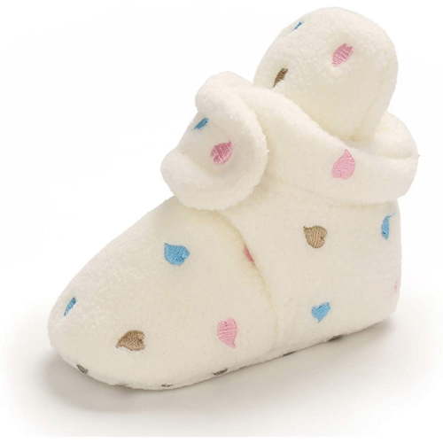 Baby Booties Newborn Boys Girls Fleece Boots Non Slip Grippers Stay On Slipper Socks Infant First Walker Winter Warm Crib Shoes