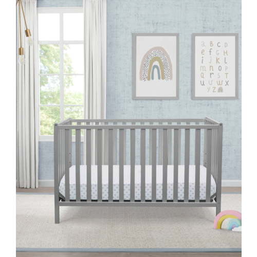 Delta Children Heartland 4-in-1 Convertible Crib, Greenguard Gold Certified, Gray