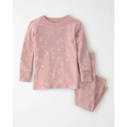 Baby Girl 2-Piece Organic Cotton Ribbed Pajama Set in Pink Bunnies - Little Planet | Carter's