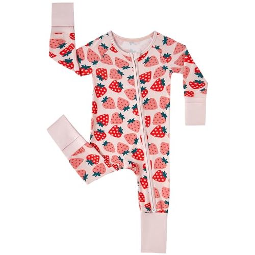 MOSSRIVER Bamboo Viscose Baby Footies with Mitten Cute Prints Long Sleeve Romper Jumpsuit Toddler One-Piece Outfits