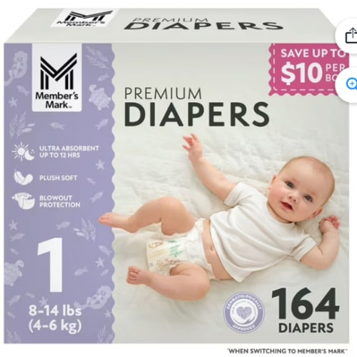 Member's Mark Premium Baby Diapers, Sizes Newborn - 8 - Samsclub.com