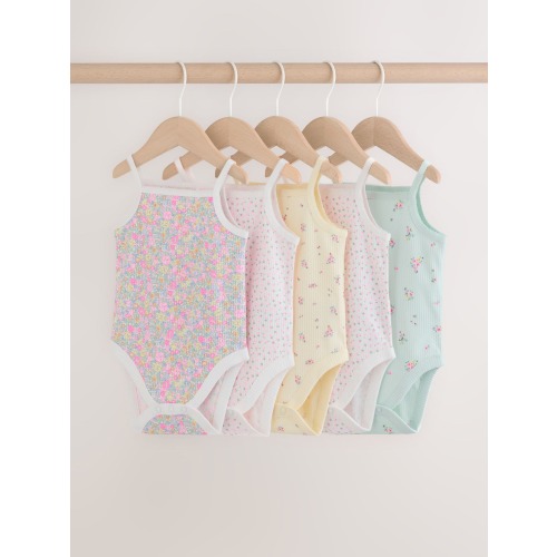 Pink/Blue Vest Baby Bodysuits 5 Pack