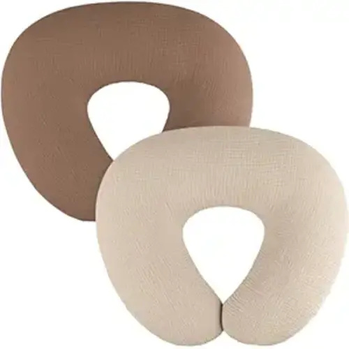 2-Pack Muslin Nursing Pillow Covers, Breathable 100% Cotton Breastfeeding Pillow Slipcovers for Standard Nursing Pillows, Soft Covers for Baby Girls and Boys with Zipper