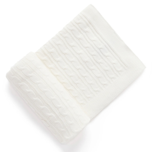 White Cable Blanket - Baby Blankets - Purebaby
