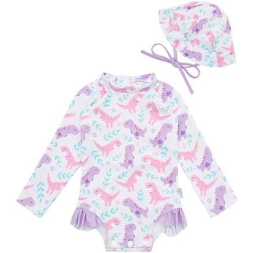babygoal Baby Girls Long Sleeve One Piece Rash Guard Swimsuit with Zipper, UPF 50+ Sun Protection