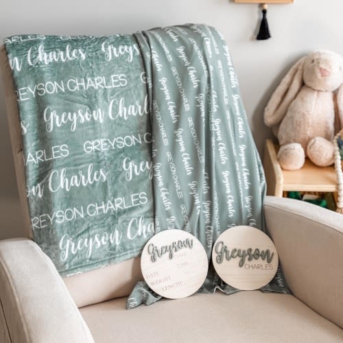 Newborn Name Blanket, baby name swaddle, first and middle name blanket, baby name swaddle, newborn swaddle and blanket, Swaddle with Name