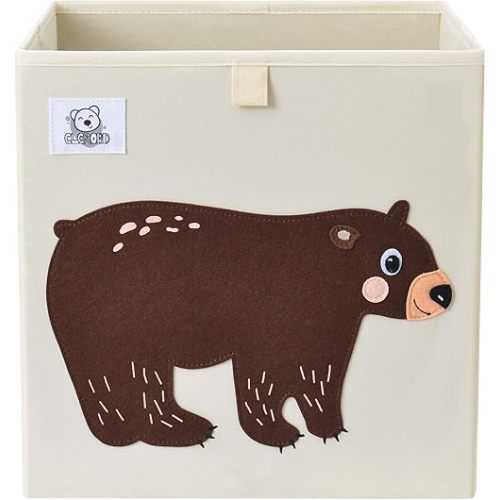 Foldable Animal Cube Storage Bins Fabric Toy Box/Chest/Organizer for Toddler/Kids Nursery, Playroom, 13 inch (Bear)