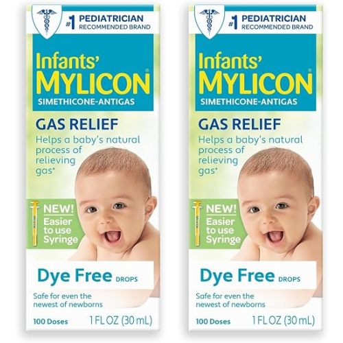 MYLICON Infant & Baby Gas Relief Drops, Dye-Free, 1 Oz (2 Pack) New Syringe