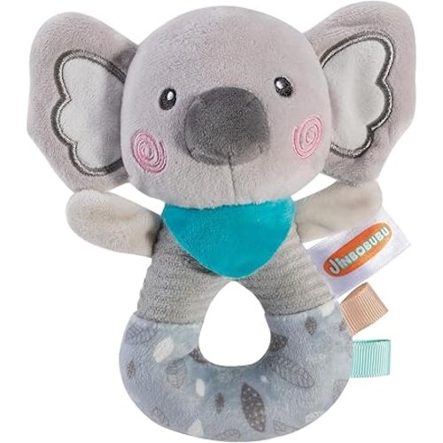 Baby Rattle Toys 0-6 Months - Gray Plush Koala Circle Sensory Rattle with High Contrast Visual Patterns & Textured Ring for Newborn Infant Development - Shower Gift Set