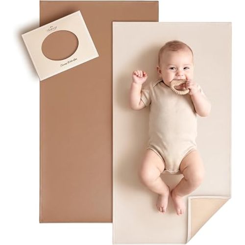 Konssy Faux Leather Waterproof Baby Changing Mat 2 Pack, Regular, 30"x17"