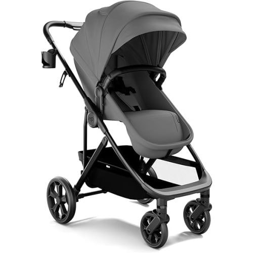 Mompush Wiz Pro 4-in-1 Baby Stroller with Bassinet Mode, Full-Size All-Terrain Premium Stroller from Newborn to Toddler, Snack Tray Included for Easy Feeding & Travel, Lay-Flat in Seconds