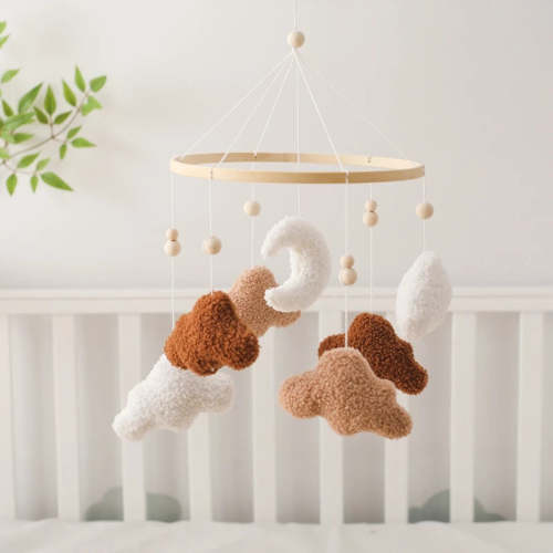 Sweet Dreams Baby Mobile - Neutral Fluffy Clouds & Moon