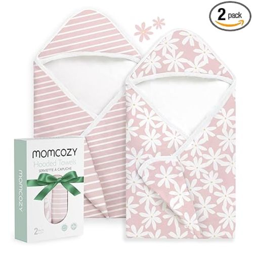 Momcozy Baby Towel with Hooded - Ultra Soft & Absorbent Large Bath Towel Set for Comfort & Gentle on Baby's Skin - Shower Gift & Bath Essential & Baby Registry Search for Newborn,Infant,Toddler,Kids
