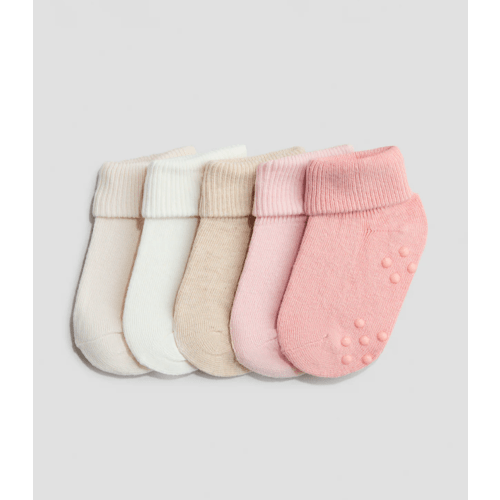 H&M -- 5-pack Non-slip Socks -- Pink/White