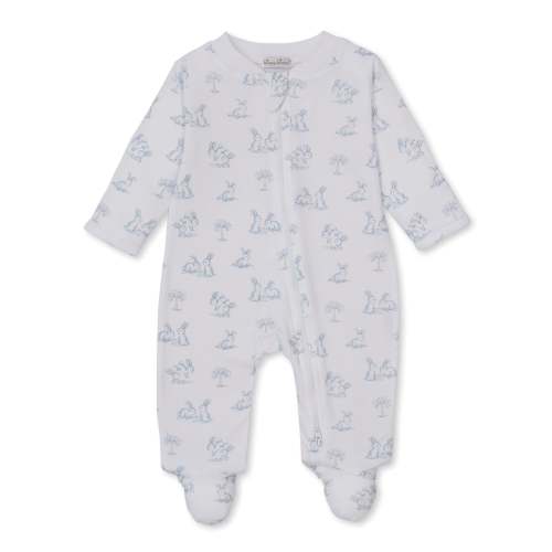Springtime Bunny Fun Blue Zip Footie