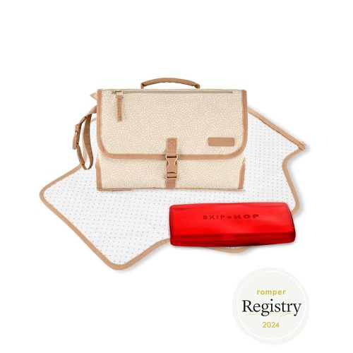 Skip Hop Portable Baby Changing Pad, Pronto, Beige Swirl Dot