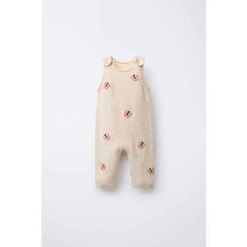 EMBROIDERED BUTTERFLY KNIT OVERALLS - Light beige | ZARA United States