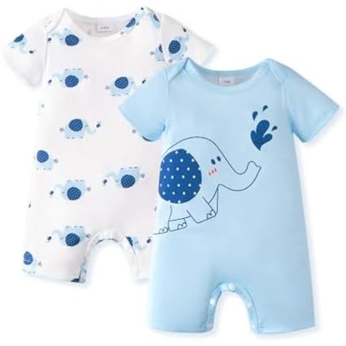NZRVAWS Newborn Baby Boy Clothes Infant Romper 2-Pack outfit Cute Pattern Essential Short Sleeve Summer Spring Clothing 0-24M
