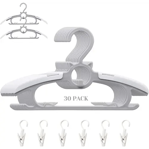 Baby Nursery Closet Hangers, Ultra Thin Non-Slip and Extendable Laundry Infant Pant Hanger for Newborn Clothes 30pcs11“-14‘’ Adjustable Children Coat Hanger for Girl Boy Toddler Kids Child