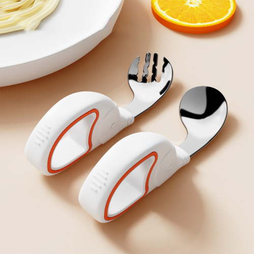 Stainless Steel Baby Spoon and Fork Set | Toddler Training Utensils | Short Handle Learning Spoon | Infant Feeding Cutlery | Easy Grip for Kids | Dishwasher Safe