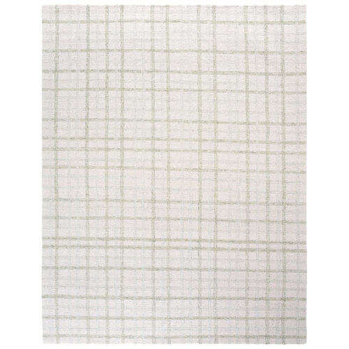 Latitude Run® Ilyaas 141 Hand Tufted Wool/Cotton Plaid Indoor Use Only Rug in Sage/Ivory | Wayfair