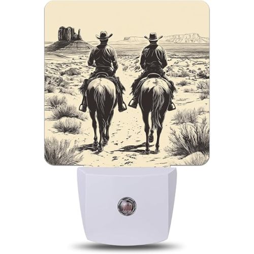 Western Cowboy Riding Night Light, Plug-into Wall Nightlight Lamp with Dusk to Dawn Sensor, Led Lamp 0.5W Energy Efficient for Boys Girls Women Men Gifts, Home Decorative