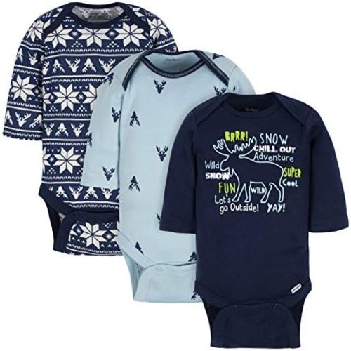 Gerber Baby Boys' 3-Pack Long-Sleeve Onesies Bodysuit