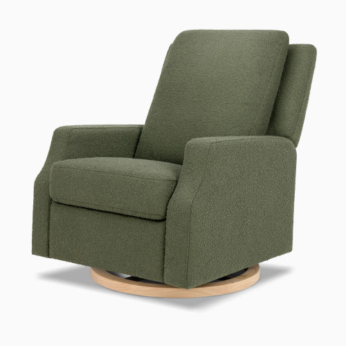 Namesake Crewe Recliner and Swivel Glider - Olive Boucle With Light Wood Base