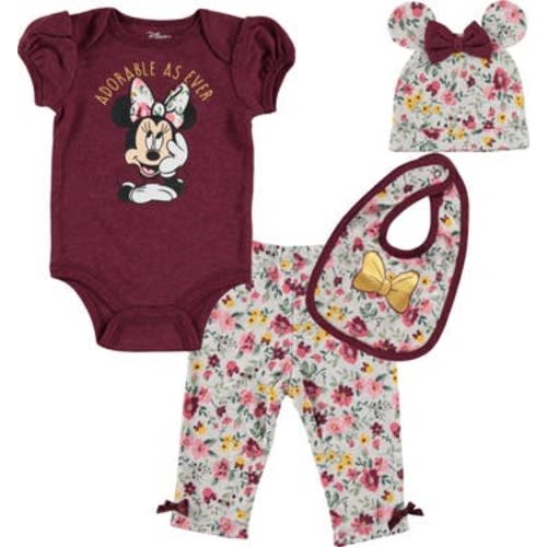 Bodysuit Pants Bib & Hat Layette Set, 0-3M