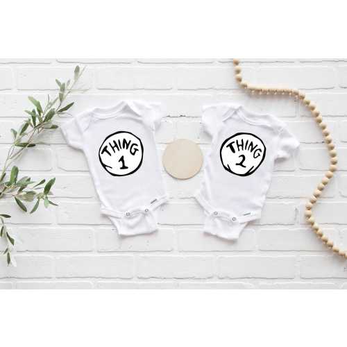Twins Onesie®, Thing 1 Thing 2 Onesie®, Funny Twin Onesie®, Twin Baby Gift, Twins Coming Home Outfit, Newborn Twins (Includes both Onesie®)
