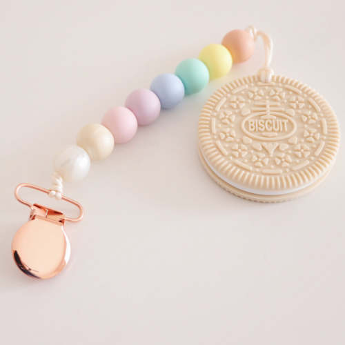 ROSE GOLD RAINBOW PACIFIER CLIP