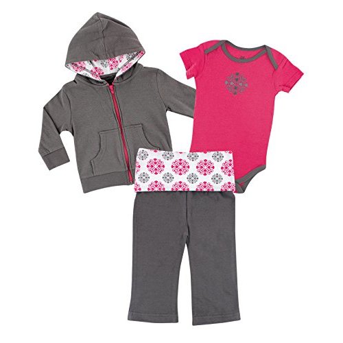 Yoga Sprout Bodysuit, Pants, and Track Jacket Set