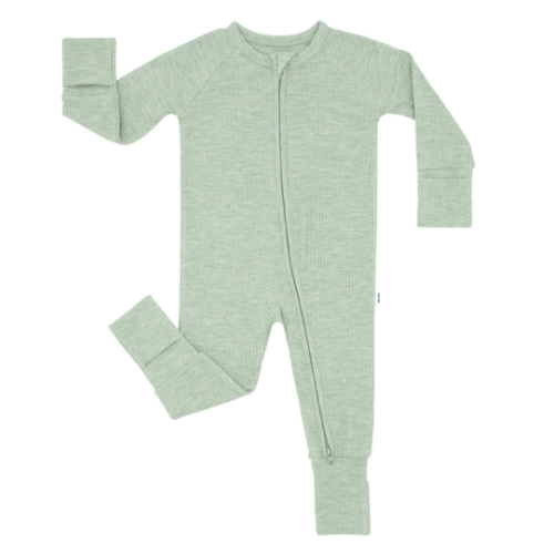 Little Sleepies Ribbed Zippy - Heather Sage, 0-3 M
