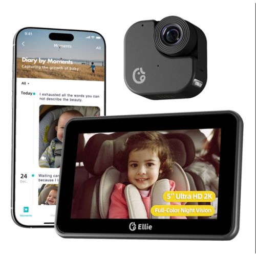 Ellie Baby Car Monitor, 5-Inch 1080P LCD Monitor, Baby Car Monitor Camera
