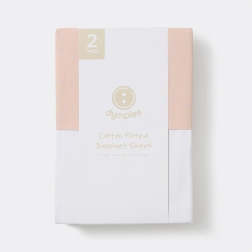 Dymples Cotton Fitted Bassinet Sheet 2 Pack - Pink