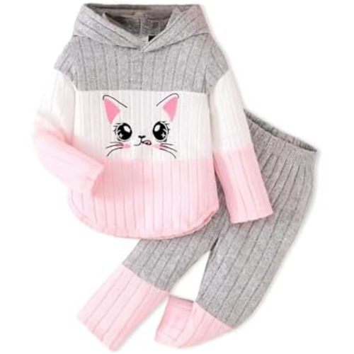 Toddler Baby Girl Clothes Fall Winter Outfits Long Sleeves Hoodie Top Sweatpants Set Sweatsuit 2Pcs