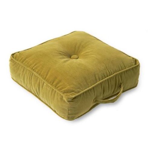 Kensington Garden Omaha Square Floor Pillow Dark Olive Green: Corduroy, Indoor Lounge Cushion with Handle