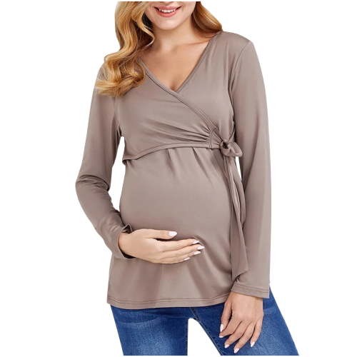 breaise Women Nursing Tops,Breastfeeding Shirts Womens Maternity Nursing Wrap V Neck Top Pregnancy Mama Postpartum Clothes