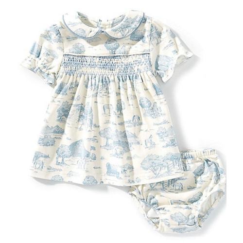 Edgehill Collection Baby Girls Smock Toile Peter Pan Cap Sleeve Dress | Dillard's