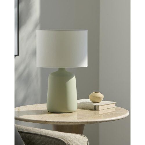 Ebern Designs Elio Ceramic Table Lamp with Linen Shade & Reviews | Wayfair